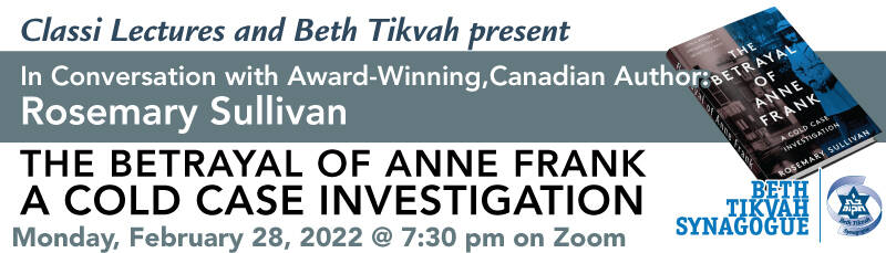 Banner Image for Reading Series: In Conversation with author Rosemary Sullivan - The Betrayal of Anne Frank
