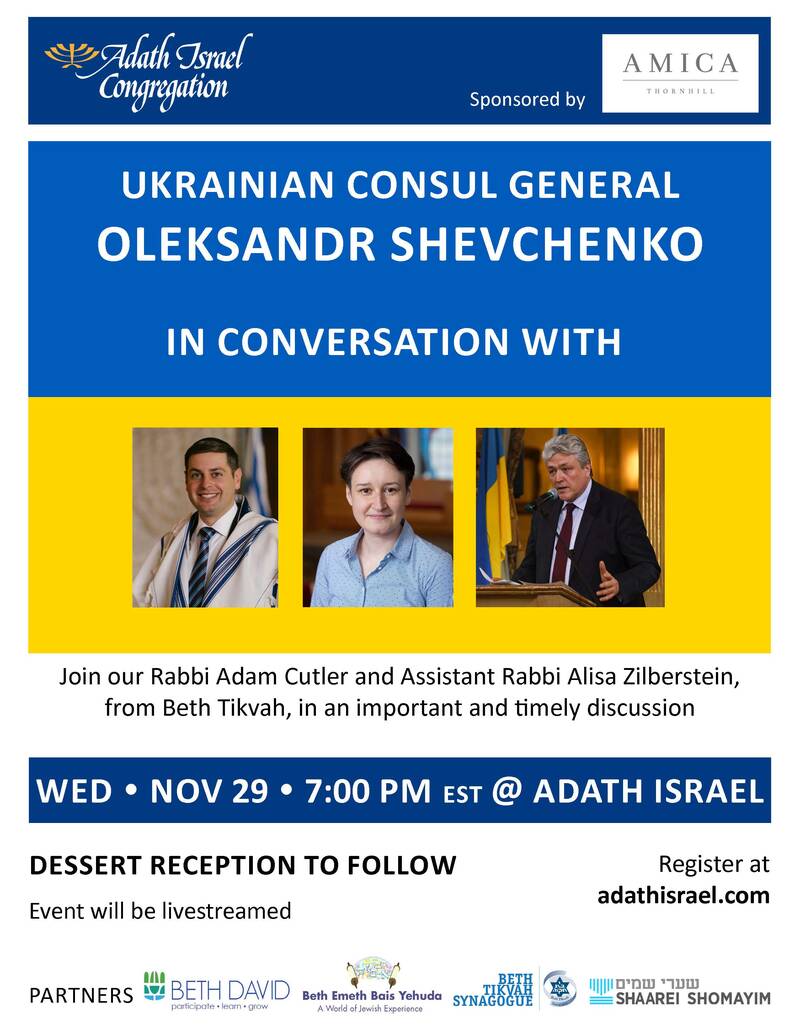 Banner Image for Ukrainian Consul General Oleksandr Shevchenko in conversation with Rabbi Cutler and Rabbi Zilberstein